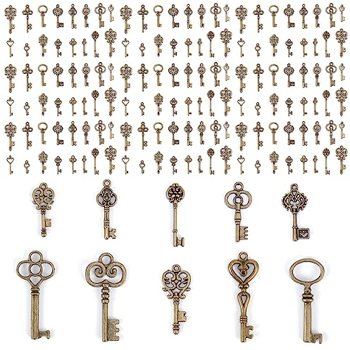 ARTESTAR 150 Stück Schlüssel Deko Vintage Mixed Alte Schlüssel Bronze Schlüssel Hochzeit Retro Schlüssel Antike Deko Halskette Anhänger