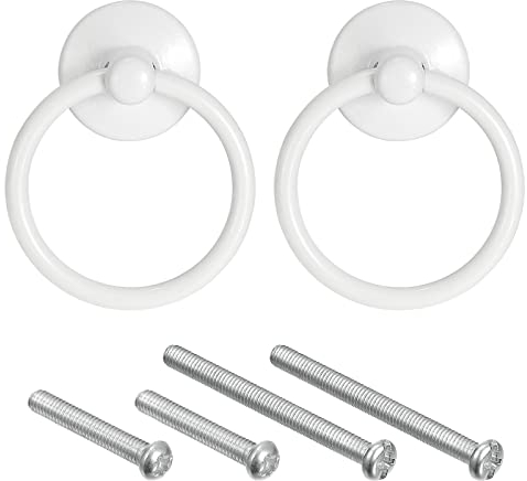 QUARKZMAN 2Stk Rund Ring Griffe Schubladen Knöpfe Weiß Kreis Schublade Handgriffe Einzelnes Loch für Kommode Schrank Kleiderschrank