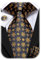 Hi-Tie Herren Weihnachtskrawatte Set Krawatte Einstecktuch Manschettenknöpfe Set Match Rentier Schneeflocke Xmas Baum Muster für Hochzeit Prom,Schwarzgoldene Schneeflocke