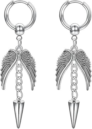 JOLCHIF Silver Plated Feather Hoop Earrings for Women Long Chain Tassel Earrings Wing Kpop Earrings
