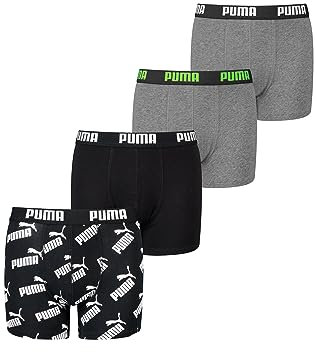 PUMA Boxershorts Jungen Kinder Unterhose Unterwäsche 4 er Pack, Farbe:Black Combo, Bekleidung:128
