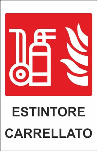 M-ITALY CARTELLO SEGNALETICO - Estintore carrellato - Adesivo Extra Resistente, Pannello in Forex, Pannello In Alluminio (20x31, Alluminio)