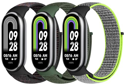 Bcuckood Nylon Sport Armband Kompatibel mit Xiaomi Smart Band 10/9/8 für Damen Herren Weiches Verstellbares Atmungsaktives Uhrenarmband Solo Loop Ersatzarmband für Xiaomi Mi Band 9/8