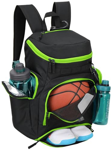 LARIPOP Mochila de baloncesto grande, bolsa de deporte, bolsa de gimnasio con compartimento para pelotas y compartimento para zapatos para almacenar zapatos deportivos, botellas de agua, portátiles y