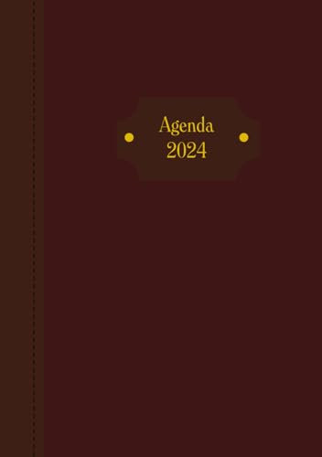 Agenda 2024: Agenda giornaliera 2024, diario, notebook, formato A5 14.8X21CM, una pagina per giorno sabato e domenica inclusi, segnalibro in carta, ... morbida ROSSA / MARRONE, versione economica