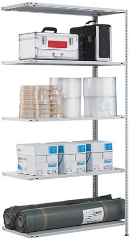 qpool24 Anbauregal, Fachbodenregal Schraubsystem MULTIplus250, 2000 x 750 x 500 mm (HxBxT), verzinkt, 5 Fachböden