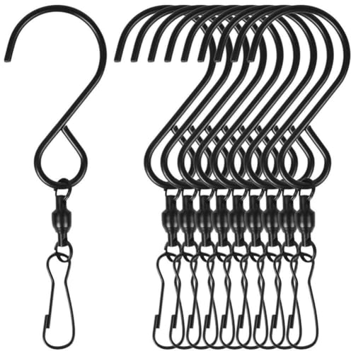 Abbdbd 10 Stück Drehbare S-haken, Drehbare Haken-clips Zum Aufhängen Von Windspinnern, Windspielen, Kristall-twisters, Party-werkzeug, Küche, Schlafzimmer