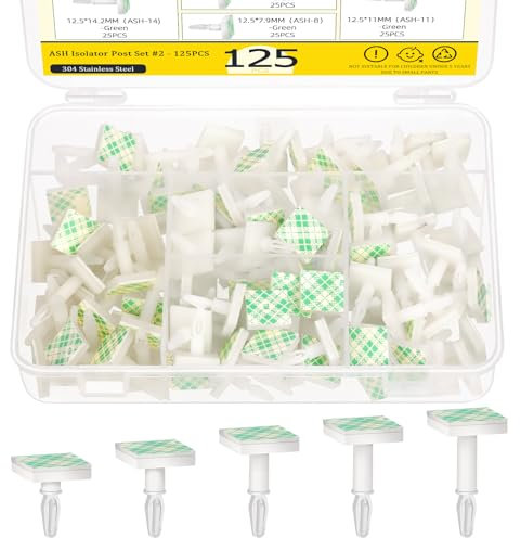 Mardatt 125Pcs 5 Größen Sticky PCB Abstandshalter, 0.62 0.55 0.43 0.31 0.18 Traghöhe Klebende isolierte Abstandshalter Sticky Reverse Mount PCB Abstandshalter für 0.12 Loch PC Board