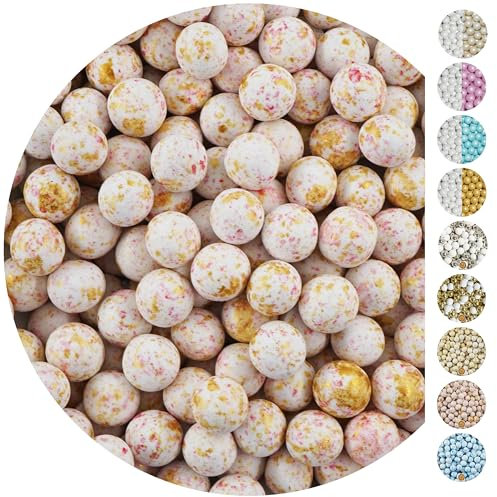 EinsSein 0,7kg Crispy chocolat Dragees perles mariage Mix grand blanc-rose-or splashed | Dragées baptême fille garcon communion aux amandes | feter et recevoir fêter de fete couleur pas cher aux bombe