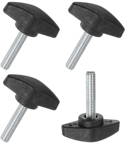 M METERXITY 4-Pack Thumb Screws, M6x30mm Tee Wing Knobs, Plastic T Handles Clamping Knob for Woodworking/Machinery/Equipment, Tightening Thread Thumbscrew [Black]