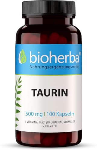 TAURINA Cápsulas 500 mg - 100 unidades | Nutrición para Pre y Post Entrenamiento | Sin Estearato de Magnesio ni Cafeína de BIOHERBA