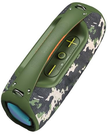 100W Bluetooth Speakers with Subwoofer, Ipx6 Waterproof Loud Bluetooth Speaker with Color Light, 24H Playtime, Custom Eq, Portable Speaker with Handle for Outdoor Use, Home Use