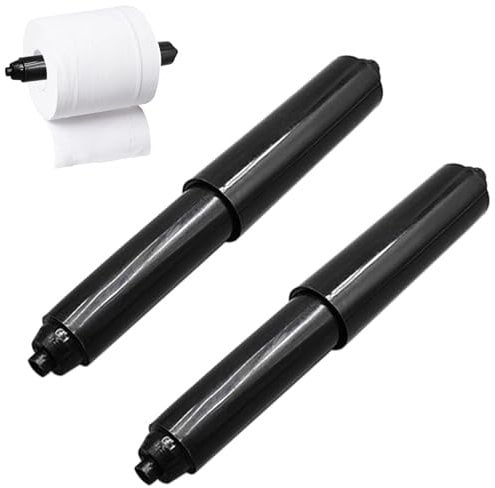 2PCS Plastic Toilet Roll Holder Black Toilet Roll Holder Insert Accessories Plastic Toilet Roll Tubes Toilet Paper Holder Roller Toilet Paper Spring Holder Replacement Rod for Bathroom