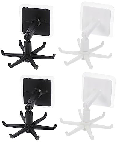 CAXUSD 4pcs Swivel Hook Rotatable Kitchen Utensil Holder Rack for Soup Ladle Cookware Organiser Storage Multi-Purpose