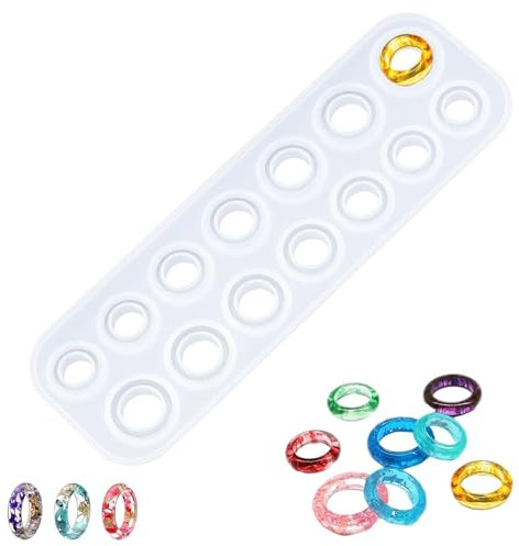 Stampi per Anelli in Silicone, Stampi in Resina Epossidica, Stampo per Gioielli Anello, Stampi in Silicone per Resina, Dimensioni Assortite, Silicone Trasparente per Creare Gioielli Fai da Te