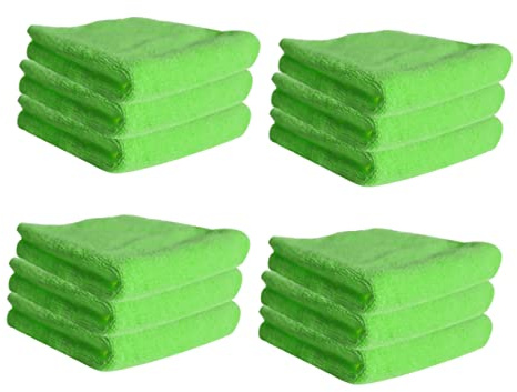 COLLBATH 12stücke Teiliges Mikrofaser Geschirrtuch Grün Stark Ölabsorbierend Fusselfrei Wiederverwendbar Waschbar Vielseitig Einsetzbar Für Küche Fenster Möbel Schnelles Und Effektives Rein