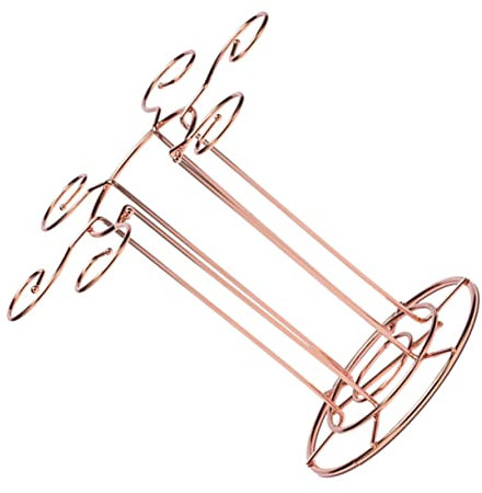 Zerodeko Sturdy Wine Glass Holder Stand Rose Gold Finish Wine Glass Organizer Bar Goblet Rack Easy Storage