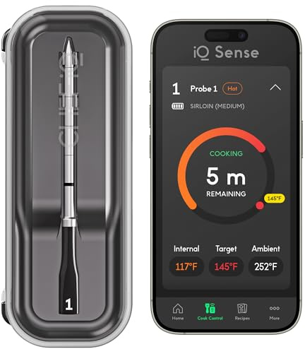 CHEF iQ Sense | Smart Wireless Meat Thermometer | Ultra-Thin Probe | WiFi Unlimited Range | 1000°F Heat Safe | 5 Sensors | BBQ, Grill, Oven, Smoker, Air Fryer | Gen3