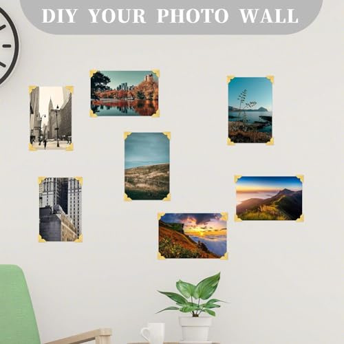 Jrudjsnhhty 240 Pieces Photo Corners for Scrapbooking, Gold Photo Corner Stickers, Self-Adhesive Photo Mounting Corners,Multicolor