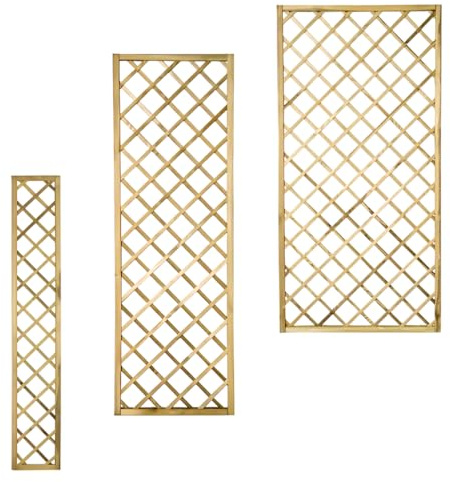 Wooden Diamond Lattice Trellis Panel for Climbing Plants – 6ft x 1ft, 2ft, 3ft | 28mm Thick FSC Timber | Pressure Treated Garden Fence or Wall-Mount Plant Support