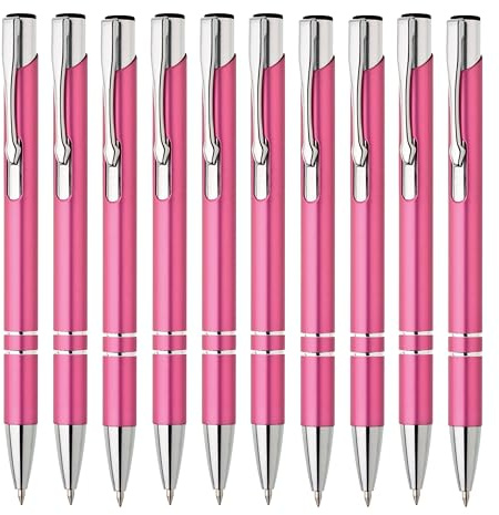 Lemina® Metall Kugelschreiber 10er Set Hochwertige Blaue Tinte Premium Kullis für Büro Schule und Haushalt (Pink)
