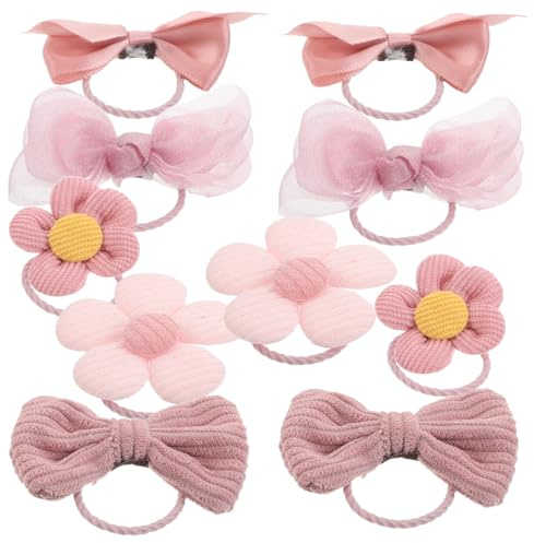 MUELODSIC 10 Stück Teiliges Hundehaar Schleifen für Welpen Elastische Bequeme Haargummis mit Blume Stylische Hundezubehör für Kleine Hunde Sicherer Halt Modische Haustier Accessoires