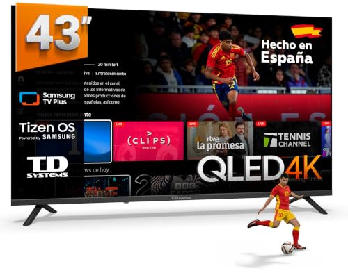 TD Systems - Smart TV 43 Pulgadas QLED 4K con Tizen OS 8.0 Powered by Samsung, Televisión HDR10 con Sintonizador Triple, Televisores del 2026 | PRIME43QC22TIZEN