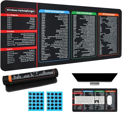 Excel Sous-main de bureau allemand - Tapis de souris allemand - Gadgets de bureau - Tapis de souris allemand - Bords cousus - Pour le bureau et la maison