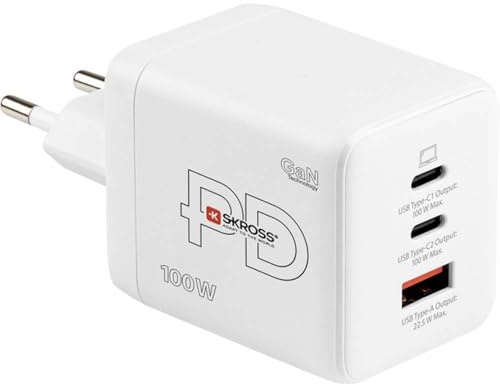 SKROSS Power Charger Combo+ 100W EU USB Ladegerät 100 W 2X USB-C®, 1x USB-A USB PD Weiß Innenbereich USB Power Delivery