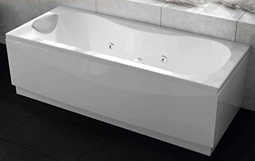 Novellini Calypso Vasca Bagno Hydro Plus 180x80 H55 cm Idro Laterale 6 Getti Disinfezione Airpool 12 Jets Sinistra Forma Esterna Rettangolare Interna Otto 3 Pannelli Bianco Lucido Colonna Cuscino