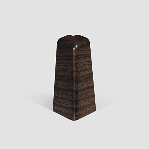 EGGER Außenecke Sockelleiste Hartholz dunkelbraun für einfache Montage von 60mm Laminat Fußleisten | Inhalt 2 Stück | Kunststoff robust | Holz Optik dunkel braun
