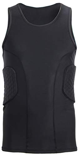 Minimal Su Protective Gear Guard Impact Unterwäsche Sporttrainingshemd Gepolsterte Fußballtrikotweste Basketball-Tanktops Schwarz XL
