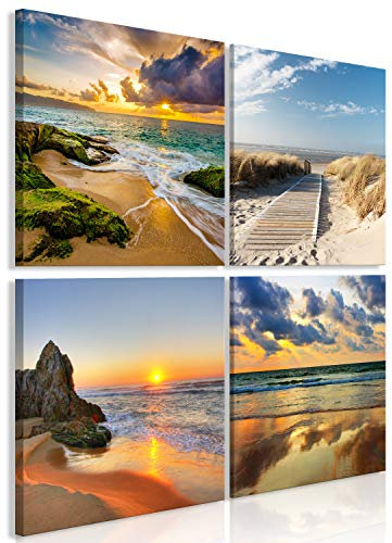 murando - Wandbilder Set Strand Meer 80x80 cm 4 Teilig je 40x40 Vlies Leinwandbild Kunstdruck modern Wandbilder XXL Wanddekoration Design Wand Bild mehrteilig - Natur Landschaft