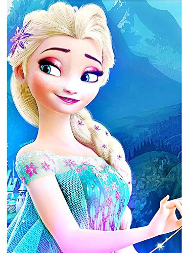 Vollständiges Diamantgemälde Frozen Elsa nach Zahlen Kits, 5D DIY Diamant-Stickerei Kristall Strass Kreuzstich Mosaik Gemälde Kunst Handwerk 40,6 x 30,5 cm