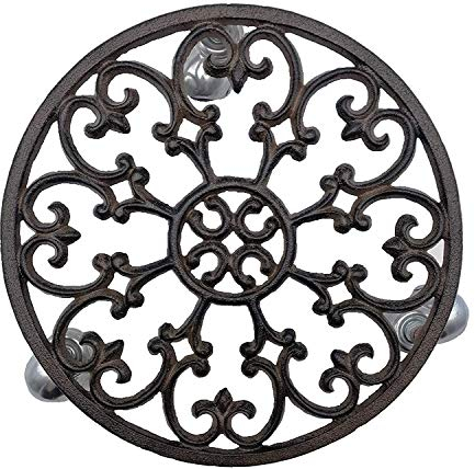 Comfy Hour Blumentopfhalter aus Gusseisen, mit robusten, superstarken Eisenrädern in industrieller Stärke.