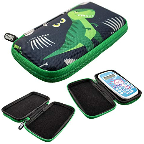 caseroxx Taschenrechner Schutztasche passend für Texas Instruments Little Professor in Dinosauriermuster- schwarz, Transport Aufbewahrung Etui Hülle