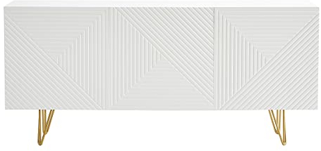 Miliboo Buffet Design Blanc et métal doré 3 Portes L160 cm OZEN