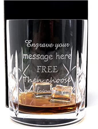 Regalo Personalised Engraved Crystal Glass Whisky Tumbler (Cardboard Gift Box)