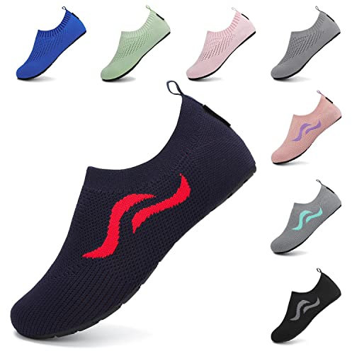 SAGUARO Herren Badeschuhe Damen Strandschuhe rutschfest Schwimmschuhe Männer Atmungsaktiv Neoprenschuhe Frauen Aqua Wassersport Sommer Dunkelblau 44/45 EU