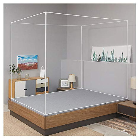 ZAKSEM Betthimmel Aus Edelstahl,4 Eck Eisen Kunstmetall Himmelbettrahmen,Himmelbett,Netzrahmen,Bettrahmen,Metallbett,Moskitonetzhalterung für Twin/Full/Queen/California King/King Size