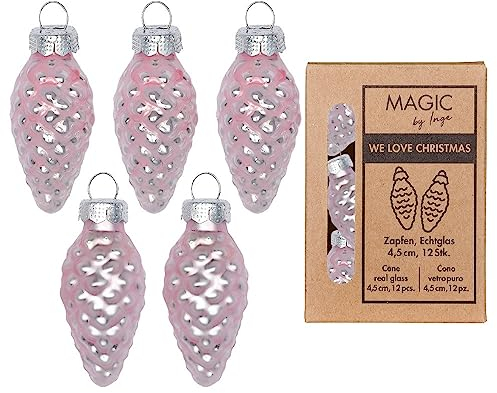 inge-glas Christbaumschmuck Zapfen Glas 4.5cm x 12 Stück in Kartonbox Weihnachtskugeln Lovely Magnolia