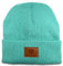 John Deere Bonnet tricoté avec logo en cuir - Bleu sarcelle, bleu sarcelle, Taille unique