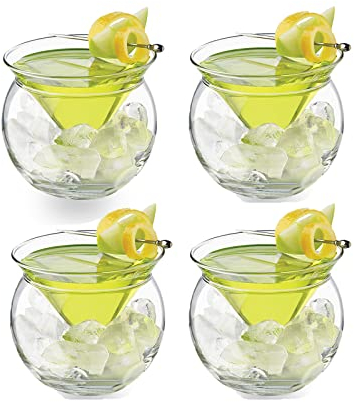 NLDGR Lot de 4 verres à martini sans pied, 141,7 g, verres à martini élégants avec base en forme de boule pour cocktail, fête, bar