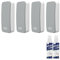 LOUKIN Magnetischer trocken abwischbarer Radiergummi, Whiteboard-Radierer, Glastafelradierer (grau), inklusive 2 x 100 ml Whiteboard-Reiniger, für Klassenzimmer, Zuhause und Büro, 4 Stück