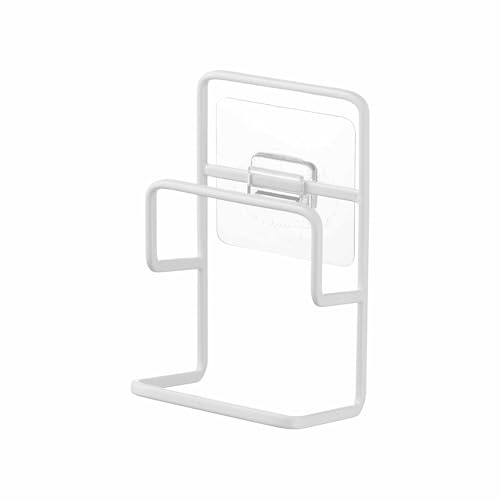 YAMAZAKI Tower Film Hook Selbstklebender 2-facher Schwammhalter | Stahl, Einfache Befestigung, Offenes Design für schnellen Wasserablauf, 6 x 7,3 x 13 cm, Japanisches Design, weiß