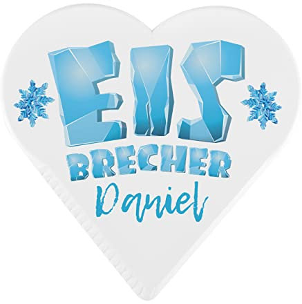 Herz & Heim® personalisierter Eiskratzer in Herzform/Kunststoff/verschiedenen Motive / 13 cm x 13 cm Eisbrecher