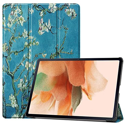 SATURCASE Custodia per Samsung Galaxy Tab S7 FE 12.4 SM-T730 T733 T736B, bella custodia in pelle PU pieghevole Folio Stand Slim Light Auto Wake Up/Sleep copertura protettiva tablet (KN-4)