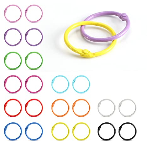 22 Colorful Book Rings, Metal Binding Rings, Key Rings, Book Binding Tools, School Supplies,Suitable for School, Home, notebooks, scrapbooks and Photo Albums