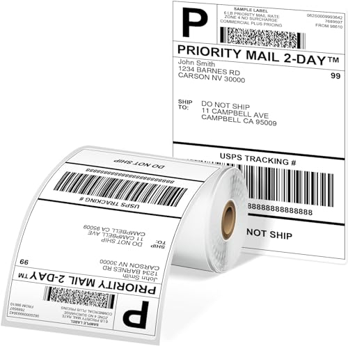 Phomemo Versandaufkleber 4×6 DHL Etiketten, Thermopapier Versandetiketten für Labeldrucker Wasserfester Etiketten Papier (weiß 250 PCS Rolle)