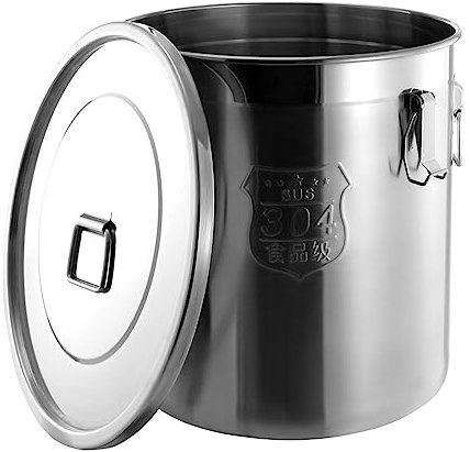 WUPYI2018 Bidon hermétique de cuisine 48 l - En acier inoxydable 304 - Avec 4 clips d'étanchéité - Argenté
